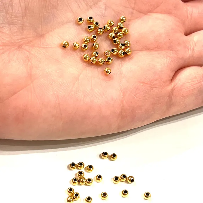 Earrings Peppy Beads NEW 24Kt Shiny Gold Plated 3mm Spacer Balls 250 pieces in a pack Earrings Peppy Beads NEW 24Kt Shiny Gold Plated 3mm Spacer Balls 250 pieces in a pack