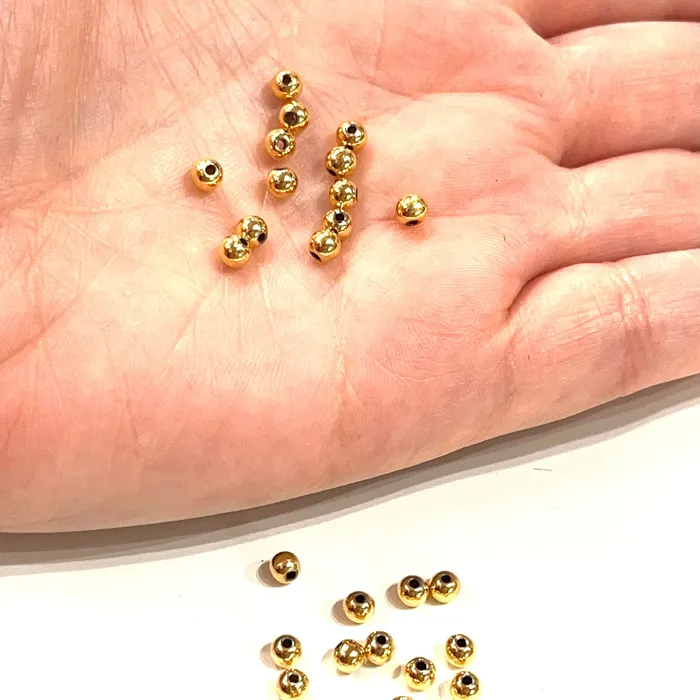 Earrings Peppy Beads NEW 24Kt Shiny Gold Plated 3mm Spacer Balls 250 pieces in a pack Earrings Peppy Beads NEW 24Kt Shiny Gold Plated 3mm Spacer Balls 250 pieces in a pack