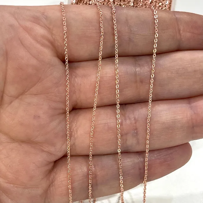Earrings Peppy Beads NEW Rose Gold Plated Cable Chain Rose Gold Plated Brass Soldered Chain 1mm Earrings Peppy Beads NEW Rose Gold Plated Cable Chain Rose Gold Plated Brass Soldered Chain 1mm