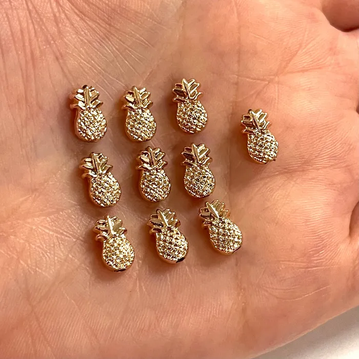 Earrings Peppy Beads Pineapple Rose Gold Plated Spacer Charms 10 pcs in a Pack Earrings Peppy Beads Pineapple Rose Gold Plated Spacer Charms 10 pcs in a Pack