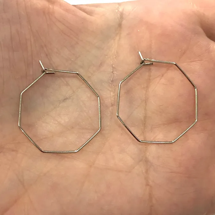 Earrings Peppy Beads Rhodium Plated 25mm Octagon Earrings Octagon Loop Earring Supplies Earrings Peppy Beads Rhodium Plated 25mm Octagon Earrings Octagon Loop Earring Supplies