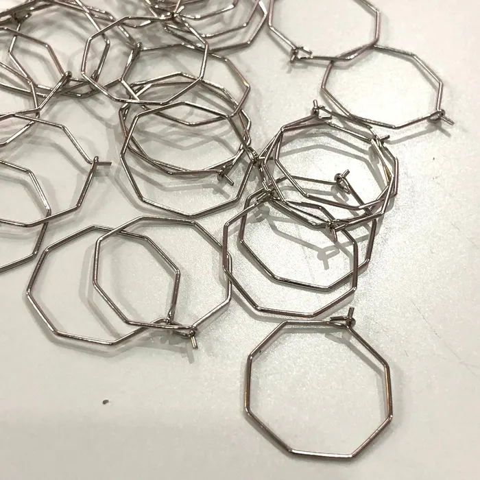 Earrings Peppy Beads Rhodium Plated 25mm Octagon Earrings Octagon Loop Earring Supplies Earrings Peppy Beads Rhodium Plated 25mm Octagon Earrings Octagon Loop Earring Supplies
