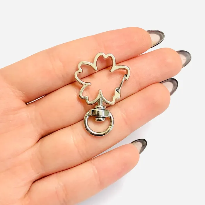 Earrings Peppy Beads Rhodium Plated Clover Shape Large Swivel Lobster Clasp