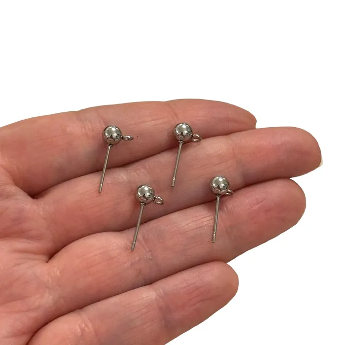 Earrings Peppy Beads Stainless Steel Ball Post Earrings 5mm Ball Stud Earrings With Loop Earrings Peppy Beads Stainless Steel Ball Post Earrings 5mm Ball Stud Earrings With Loop