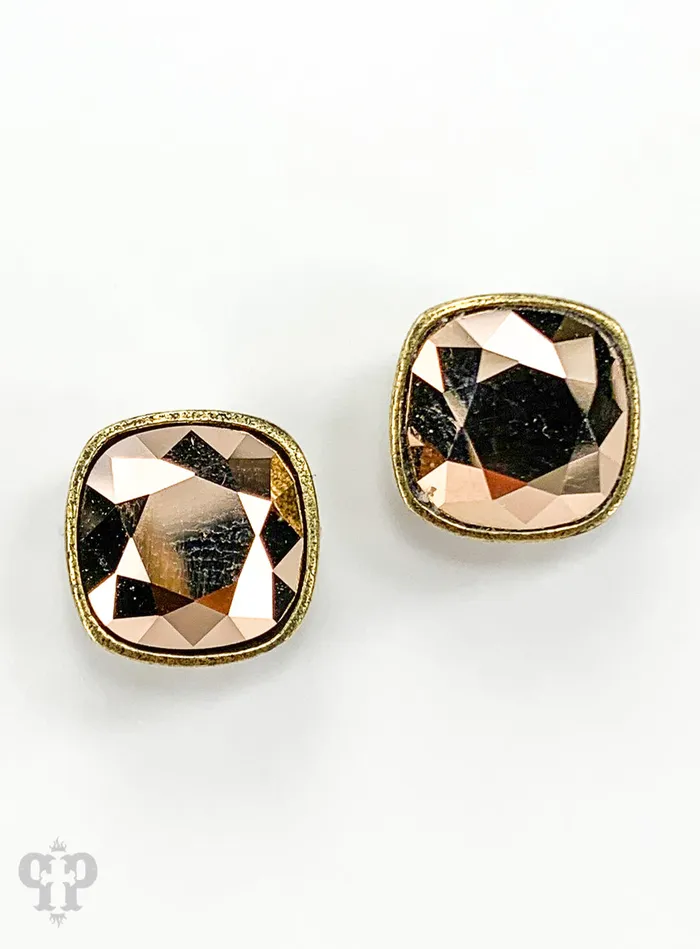 Earrings PINK PANACHE PINK PANACHE 10MM ROSE GOLD CUSHION STUD EARRINGS 9BRG