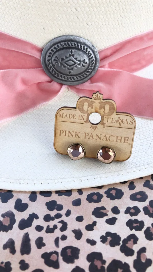 Earrings PINK PANACHE PINK PANACHE 10MM ROSE GOLD CUSHION STUD EARRINGS 9BRG Earrings PINK PANACHE PINK PANACHE 10MM ROSE GOLD CUSHION STUD EARRINGS 9BRG