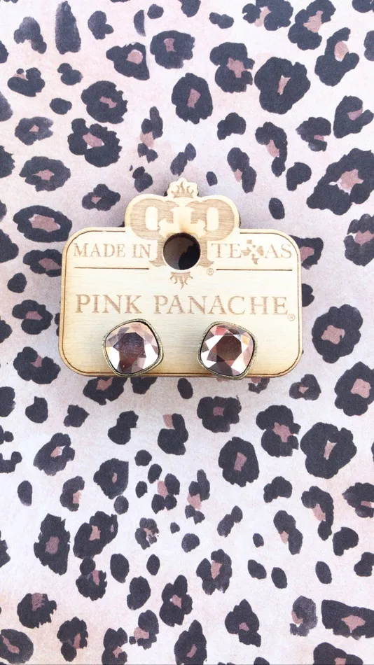 Earrings PINK PANACHE PINK PANACHE 10MM ROSE GOLD CUSHION STUD EARRINGS 9BRG Earrings PINK PANACHE PINK PANACHE 10MM ROSE GOLD CUSHION STUD EARRINGS 9BRG