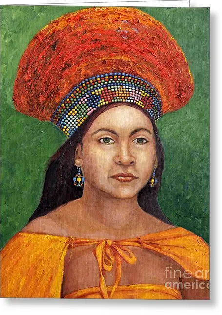 Earrings Pixels The Zulu Bride 5x7 in Greeting Card