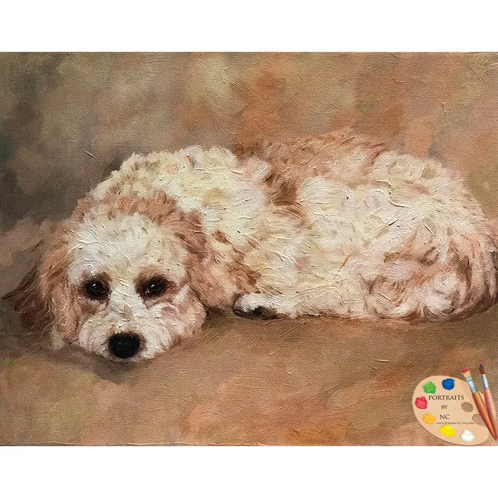 Earrings Portraits by NC Cavachon Dog Oil Portrait