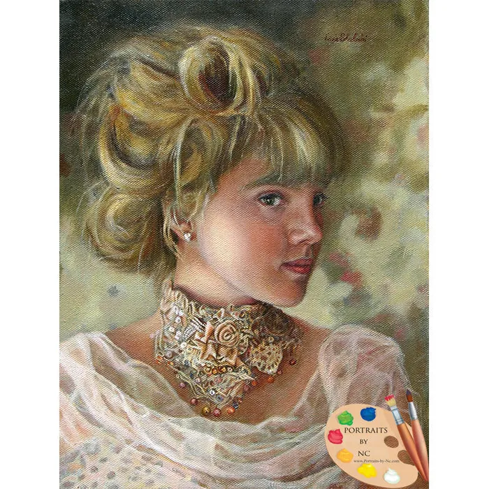 Earrings Portraits by NC Teenager Oil Portrait Victorian Beauty