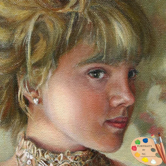 Earrings Portraits by NC Teenager Oil Portrait Victorian Beauty