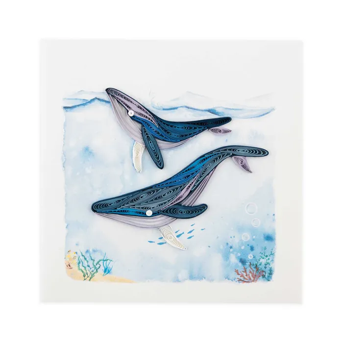 Earrings QUILLINGCARD Quillingcard Quilled Humpback Whales Greeting Card