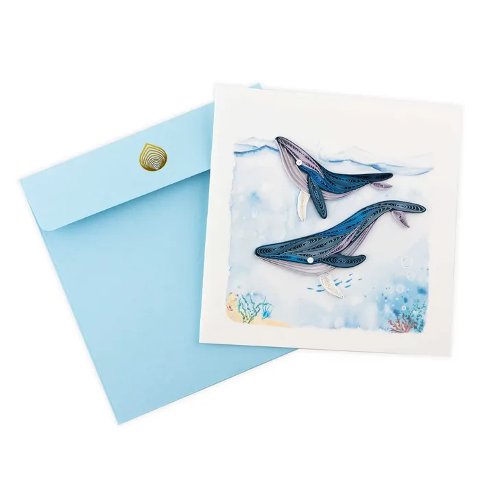 Earrings QUILLINGCARD Quillingcard Quilled Humpback Whales Greeting Card