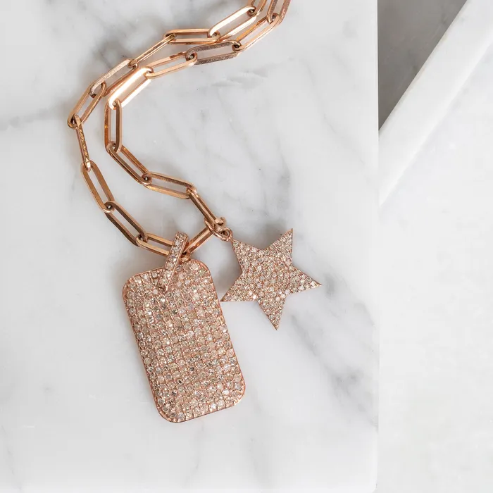 Earrings RACHEL LYNN CHICAGO Rose Gold Diamond Jumbo Star Charm