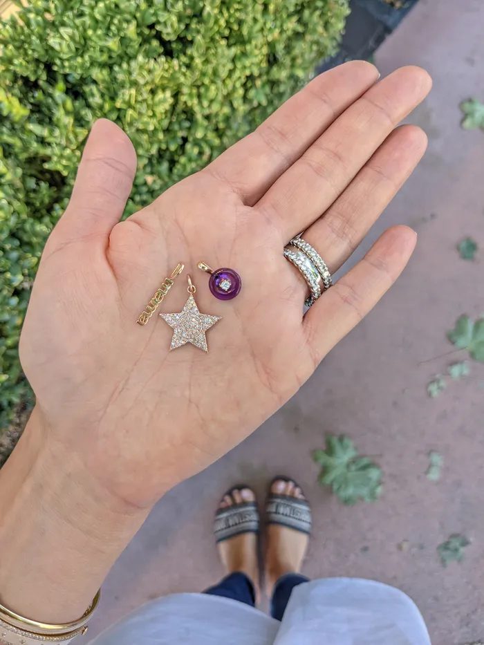 Earrings RACHEL LYNN CHICAGO Rose Gold Diamond Jumbo Star Charm