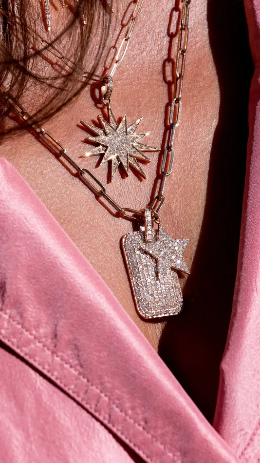 Earrings RACHEL LYNN CHICAGO Rose Gold Diamond Jumbo Star Charm