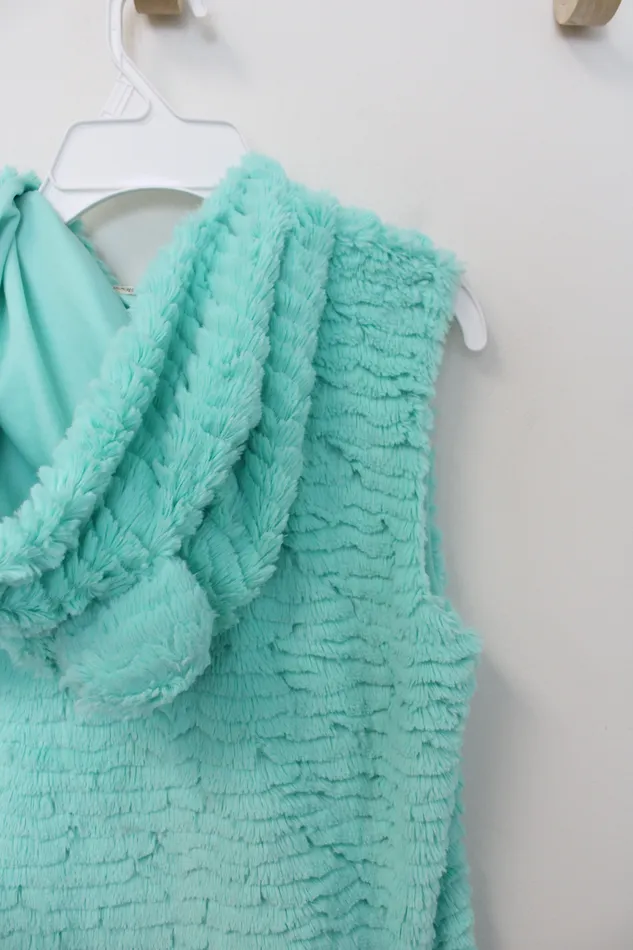 Earrings Self Esteem Fuzzy Teal Green Hooded Vest Youth L 1012 Self Esteem