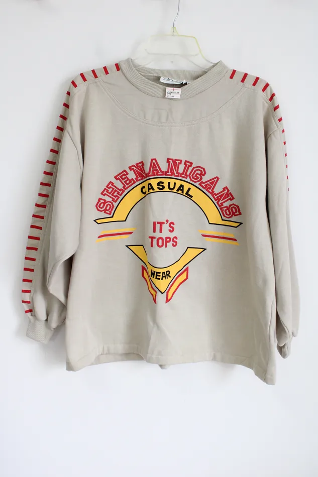 Earrings Shenanigans NEW Shenanigans Tan Red Casual Wear Its Tops Sweatshirt L Earrings Shenanigans NEW Shenanigans Tan Red Casual Wear Its Tops Sweatshirt L