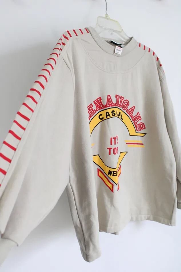Earrings Shenanigans NEW Shenanigans Tan Red Casual Wear Its Tops Sweatshirt L
