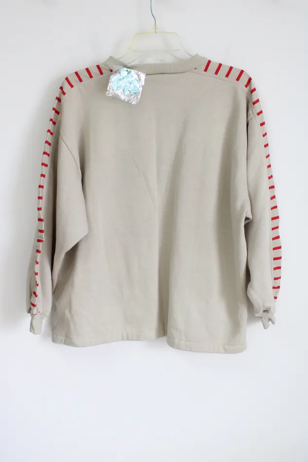 Earrings Shenanigans NEW Shenanigans Tan Red Casual Wear Its Tops Sweatshirt L