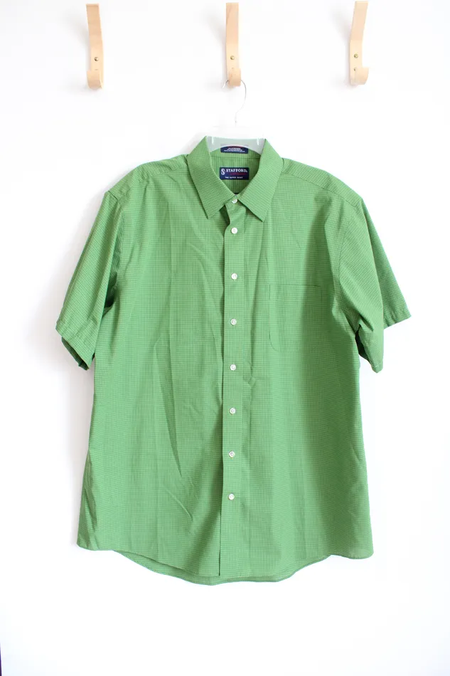 Earrings Stafford Stafford The Super Shirt Classic Fit Green Plaid Button Down Shirt 17 3435