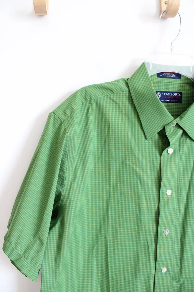 Earrings Stafford Stafford The Super Shirt Classic Fit Green Plaid Button Down Shirt 17 3435