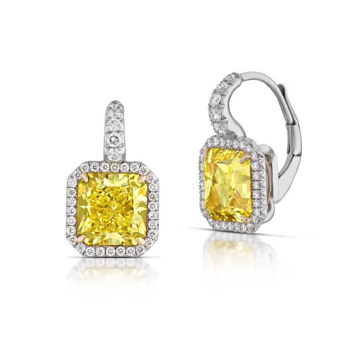 Earrings Stephen Silver 603 Carat Yellow Diamond Halo Earrings