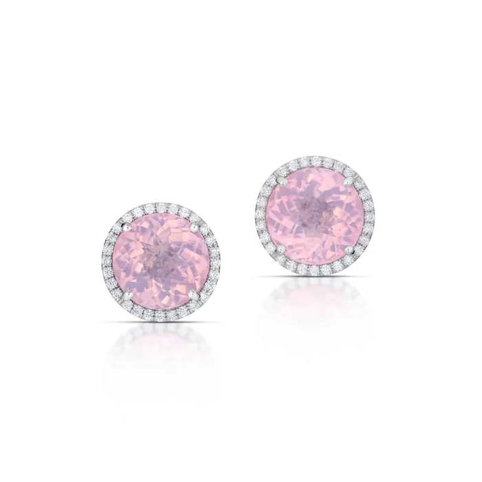 Earrings Stephen Silver Fine Jewelry 852 Carat Rose Quartz and Diamond Earrings