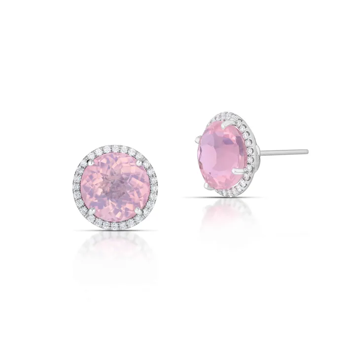 Earrings Stephen Silver Fine Jewelry 852 Carat Rose Quartz and Diamond Earrings