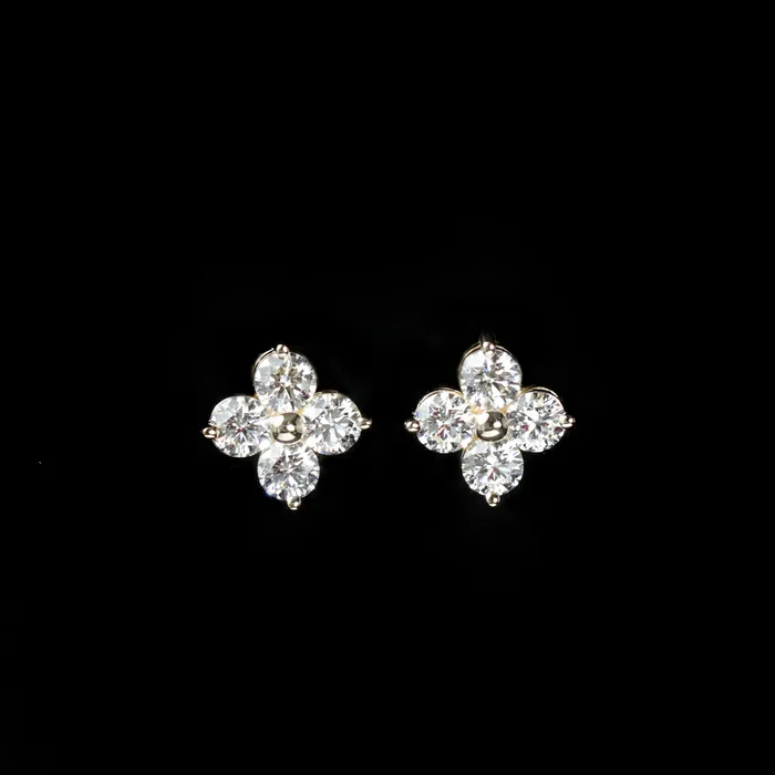 Earrings Stuller 14K Yellow Gold 079 CTW Diamond Quatrefoil Stud Earrings