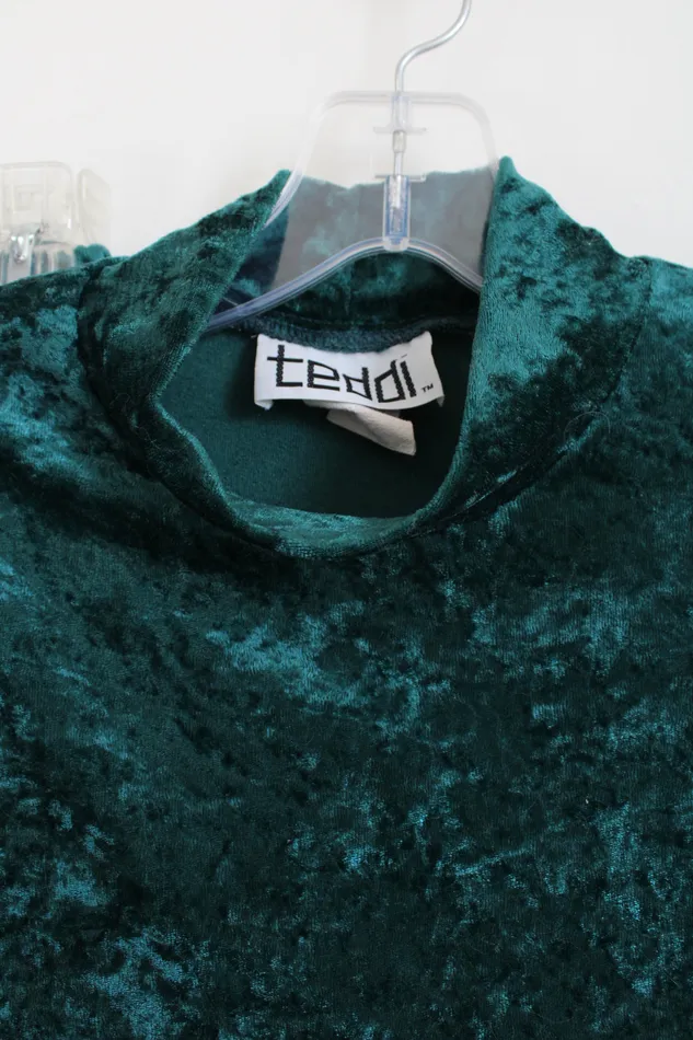 Earrings Teddi Vintage Evergreen Velvet Tunic Top High Waisted Bottom Set XS Teddi