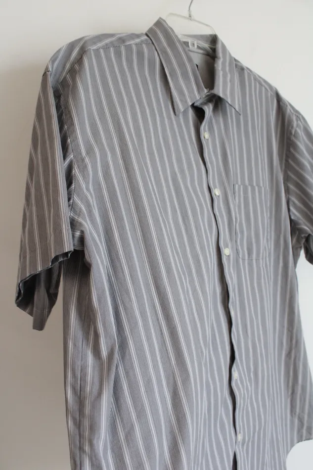 Earrings Van Heusen Van Heusen Gray Striped Button Down Shirt XL 1717 12