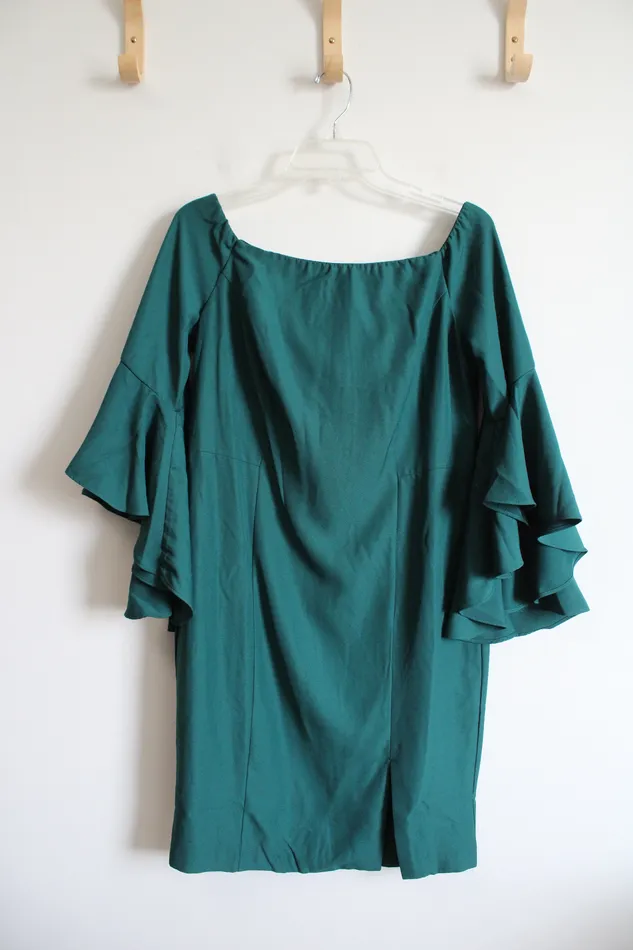 Earrings Venus Green OffTheShoulder Flutter Sleeved Dress 12 Venus
