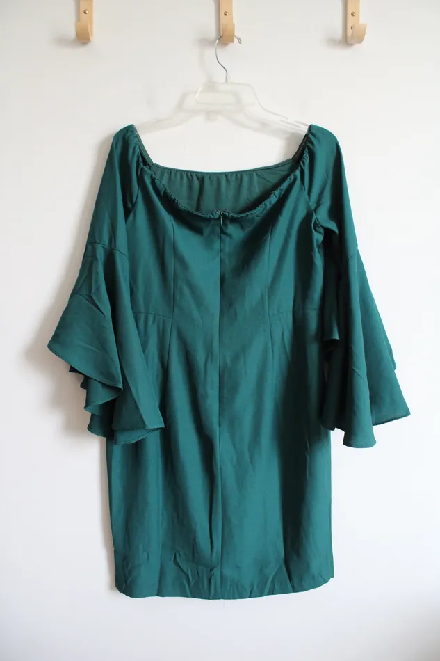 Earrings Venus Green OffTheShoulder Flutter Sleeved Dress 12 Venus