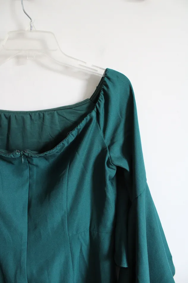 Earrings Venus Green OffTheShoulder Flutter Sleeved Dress 12 Venus