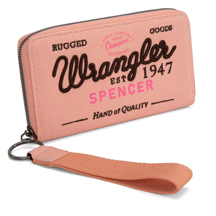 Earrings Vintage Wrangler Canvas Zip Wristlet Pink MONTANA WEST