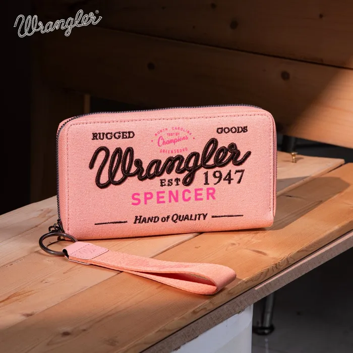 Earrings Vintage Wrangler Canvas Zip Wristlet Pink MONTANA WEST