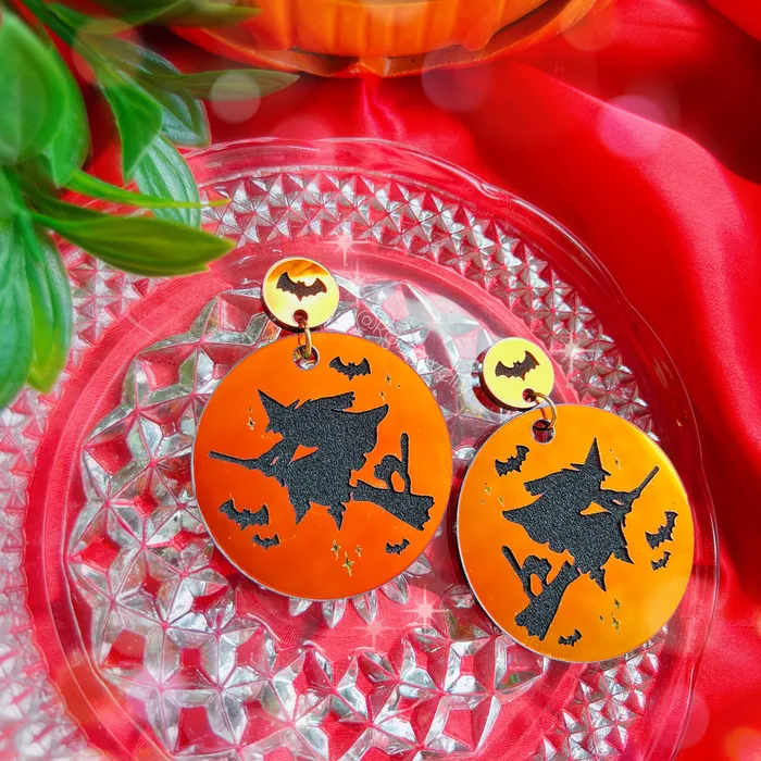 Earrings Witch Flight Acrylic Earrings Keychains Pins KGF Jewelry