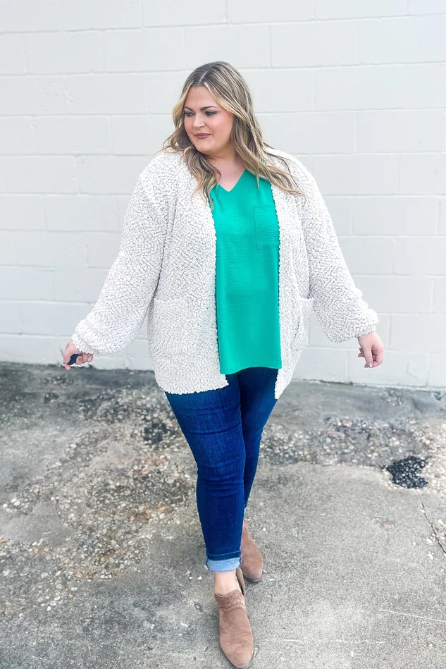 Earrings Zenana Gina Popcorn Cardigan Sand Beige