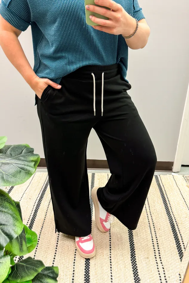Earrings Zenana Good To Go Lounge Luxe Pants Black