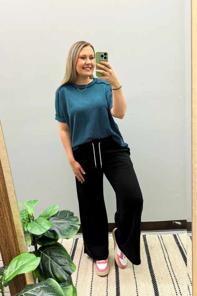 Earrings Zenana Good To Go Lounge Luxe Pants Black