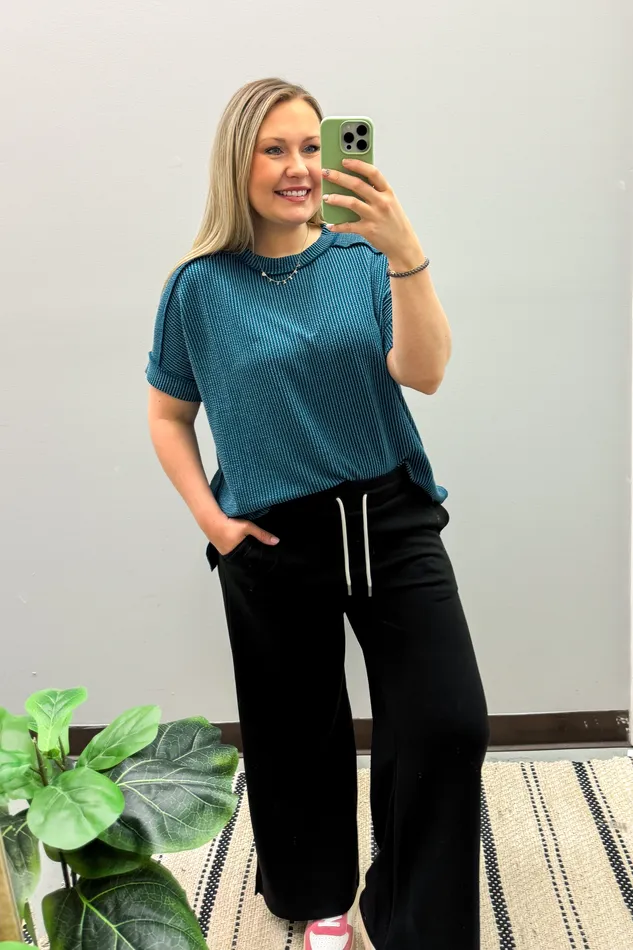 Earrings Zenana Good To Go Lounge Luxe Pants Black