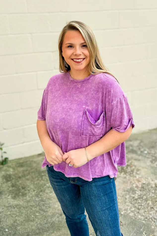Earrings Zenana Where It Ends Ribbed Top Violet
