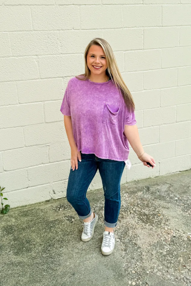 Earrings Zenana Where It Ends Ribbed Top Violet
