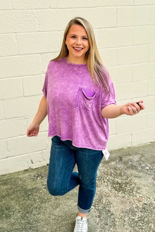 Earrings Zenana Where It Ends Ribbed Top Violet