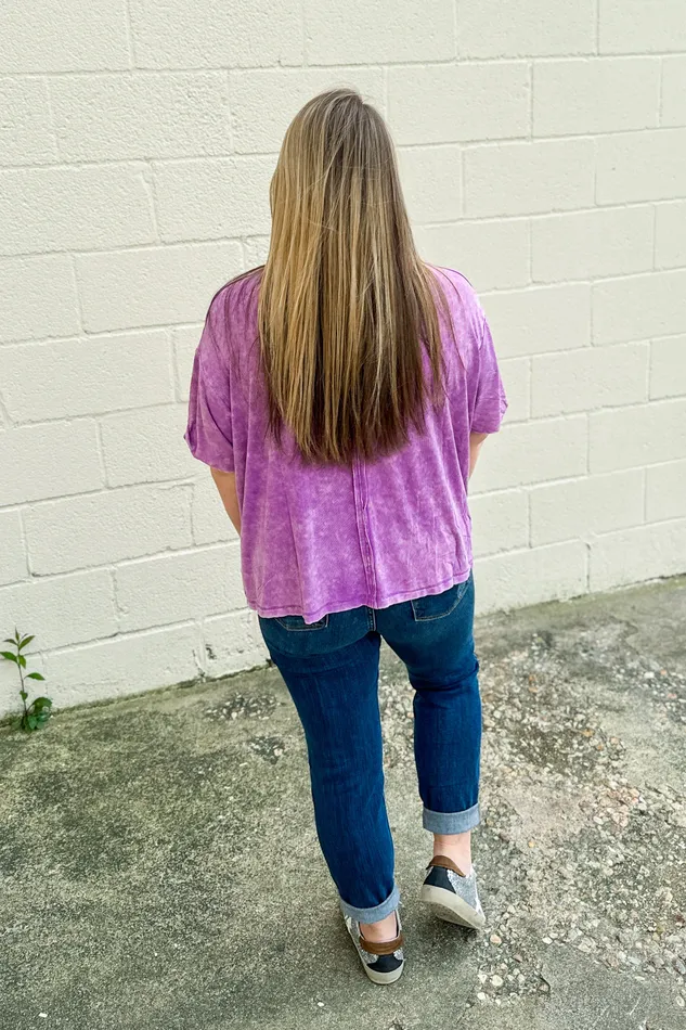 Earrings Zenana Where It Ends Ribbed Top Violet