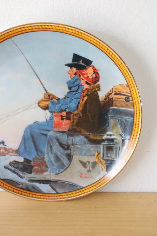 Edwin M Knowles Rockwells Colonials The Journey Home Decorative Dish Edwin M Knowels Earrings