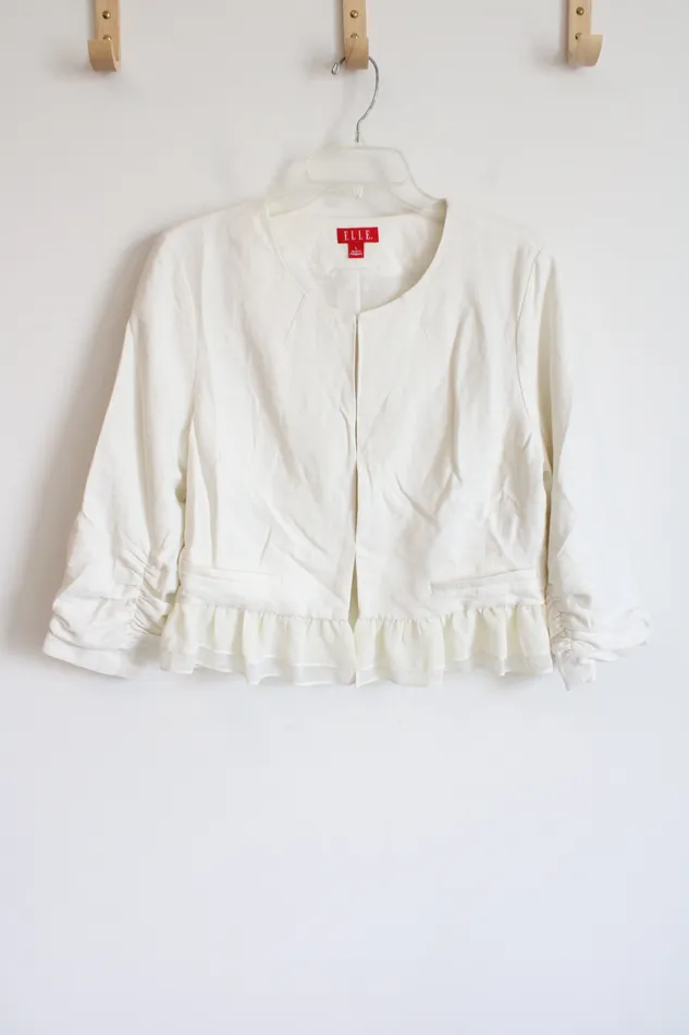 Elle Rings Elle White Peplum Blazer Jacket L