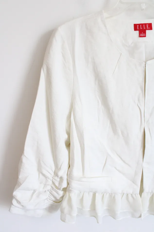 Elle Rings Elle White Peplum Blazer Jacket L