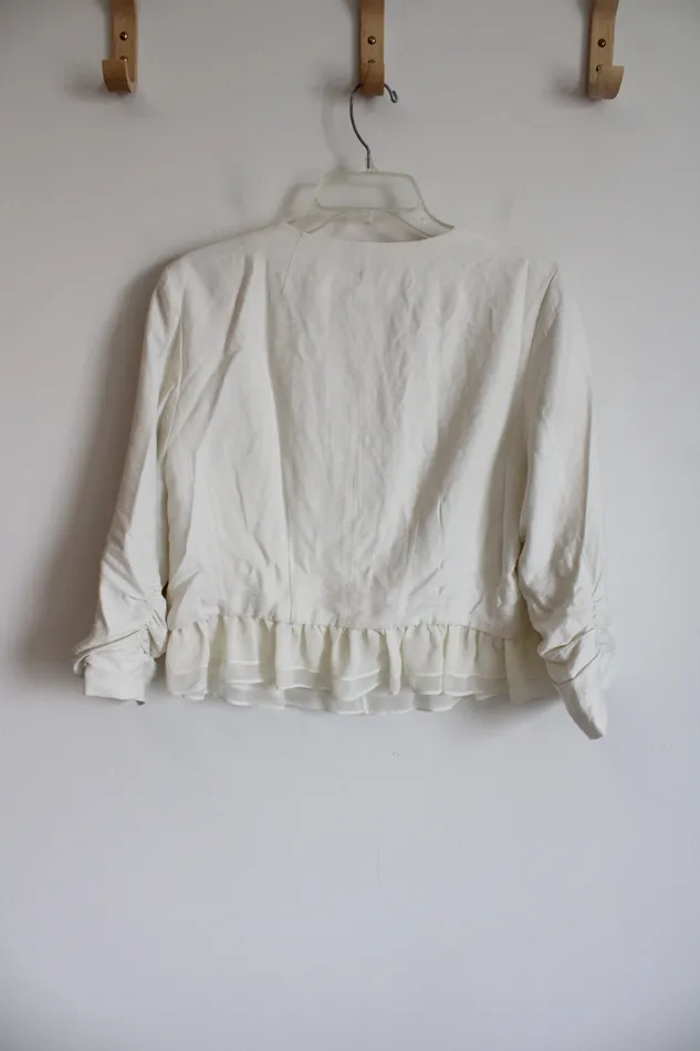 Elle Rings Elle White Peplum Blazer Jacket L